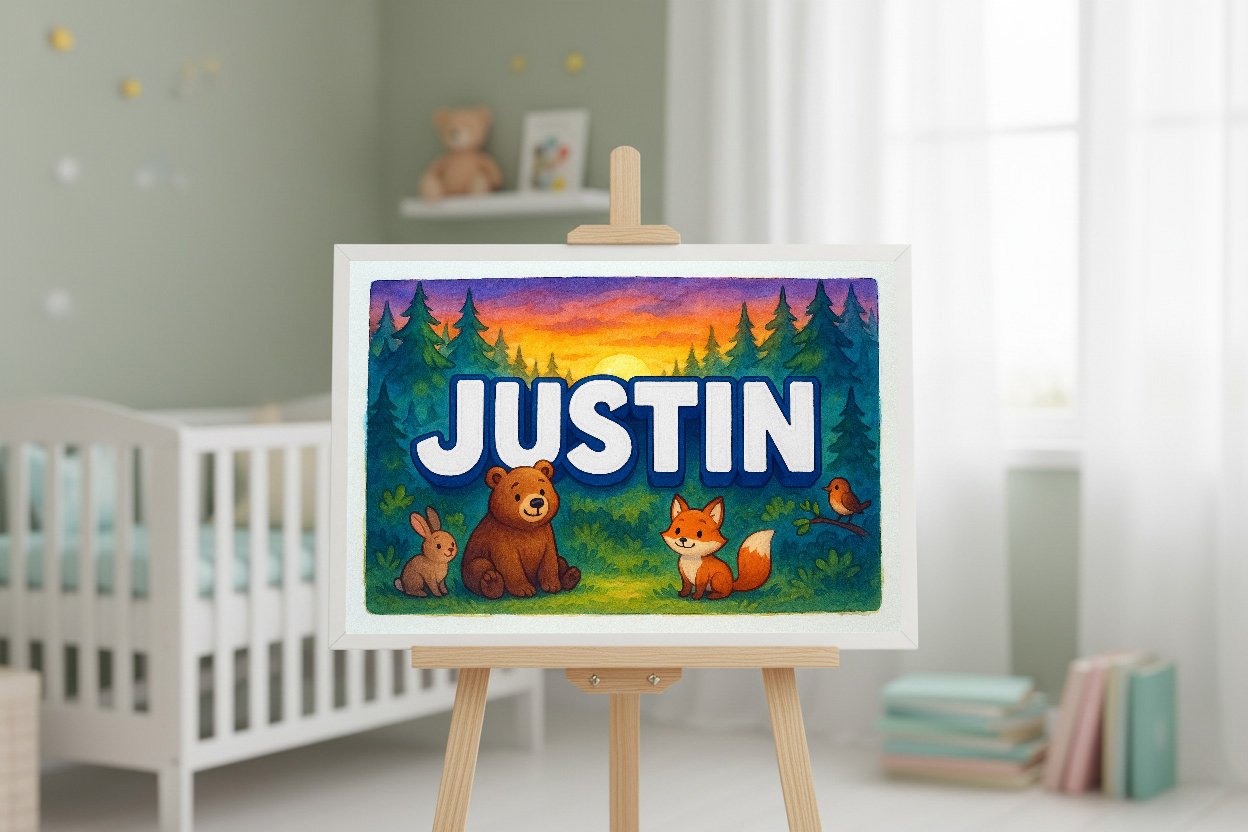 Personalized name art for Justin