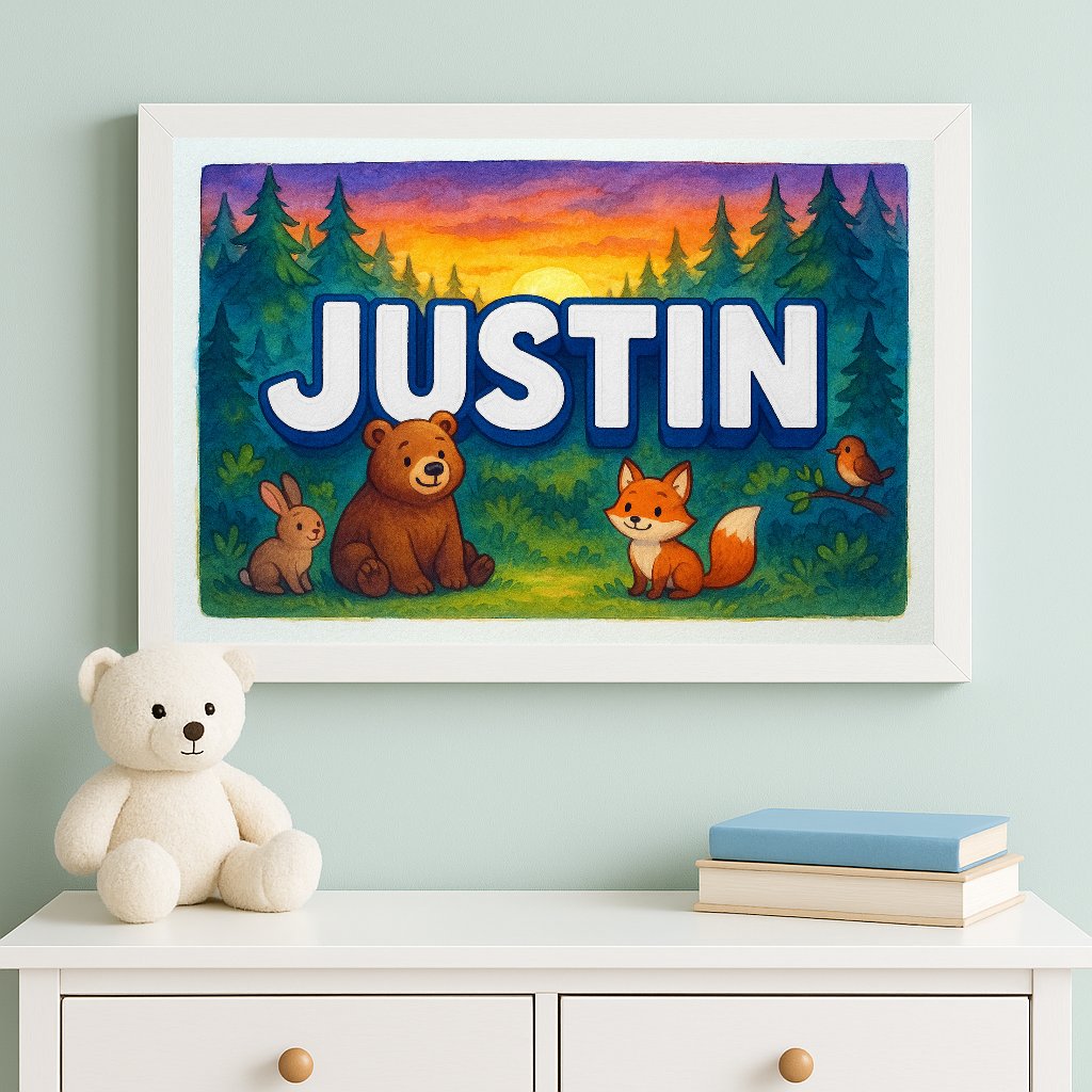 Personalized name art for Justin