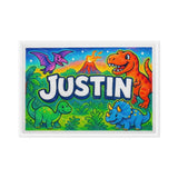 Justin Name Art - Dinosaur Adventure personalized wall print for kids