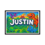Justin Name Art - Dinosaur Adventure personalized wall print for kids