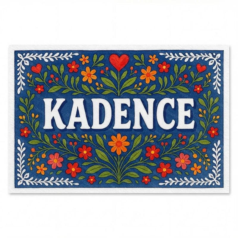 Kadence Name Art - Floral Farmhouse personalized wall print for kids