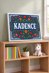 Kadence Name Art - Floral Farmhouse personalized wall print for kids