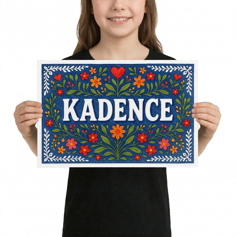 Kadence Name Art - Floral Farmhouse personalized wall print for kids