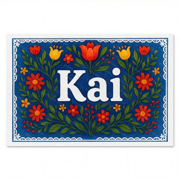 Kai Name Art - Floral Farmhouse Personalized Wall Art