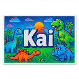 Kai Name Art - Dinosaur Adventure personalized wall print for kids
