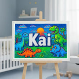 Kai Name Art - Dinosaur Adventure personalized wall print for kids