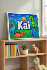 Kai Name Art - Dinosaur Adventure personalized wall print for kids