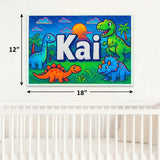 Kai Name Art - Dinosaur Adventure personalized wall print for kids