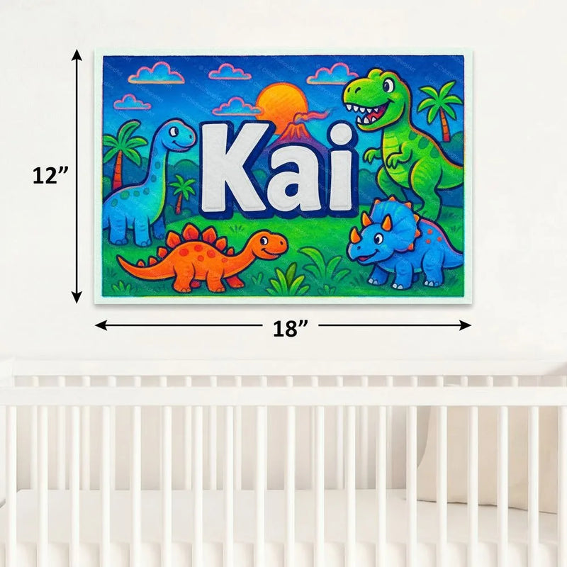 Kai Name Art - Dinosaur Adventure personalized wall print for kids