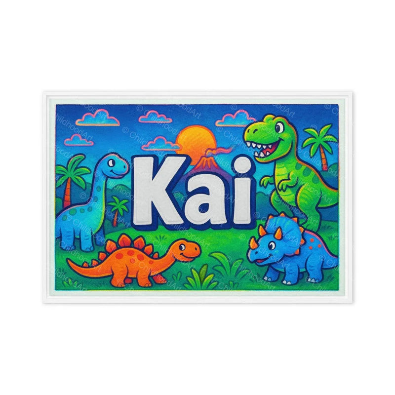 Kai Name Art - Dinosaur Adventure personalized wall print for kids