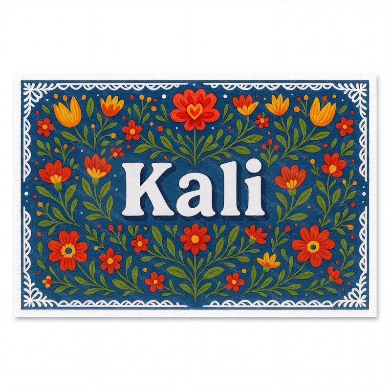 Kali Name Art - Floral Farmhouse personalized wall print for kids