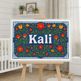 Kali Name Art - Floral Farmhouse personalized wall print for kids