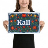 Kali Name Art - Floral Farmhouse personalized wall print for kids