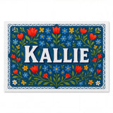 Kallie Name Art - Floral Farmhouse personalized wall print for kids