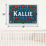 Kallie Name Art - Floral Farmhouse personalized wall print for kids