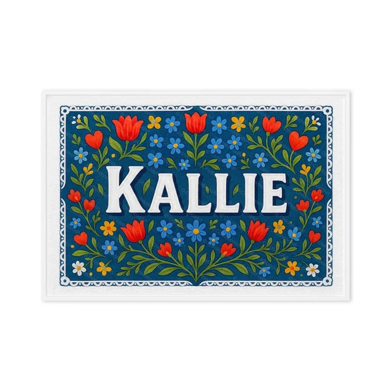 Kallie Name Art - Floral Farmhouse personalized wall print for kids