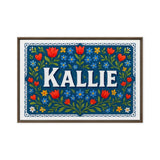 Kallie Name Art - Floral Farmhouse personalized wall print for kids