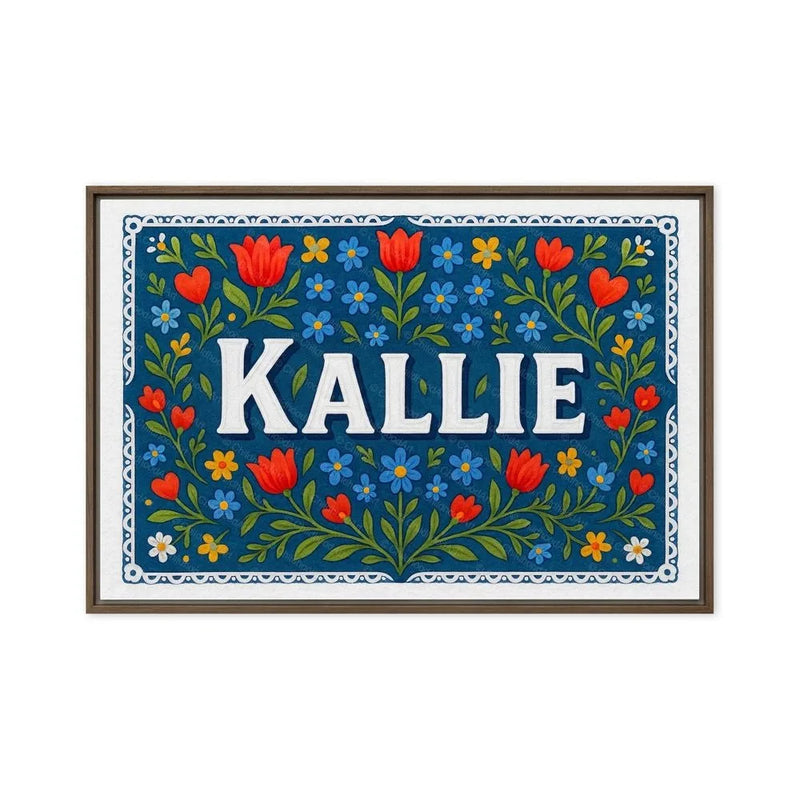 Kallie Name Art - Floral Farmhouse personalized wall print for kids