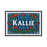 Kallie Name Art - Floral Farmhouse personalized wall print for kids