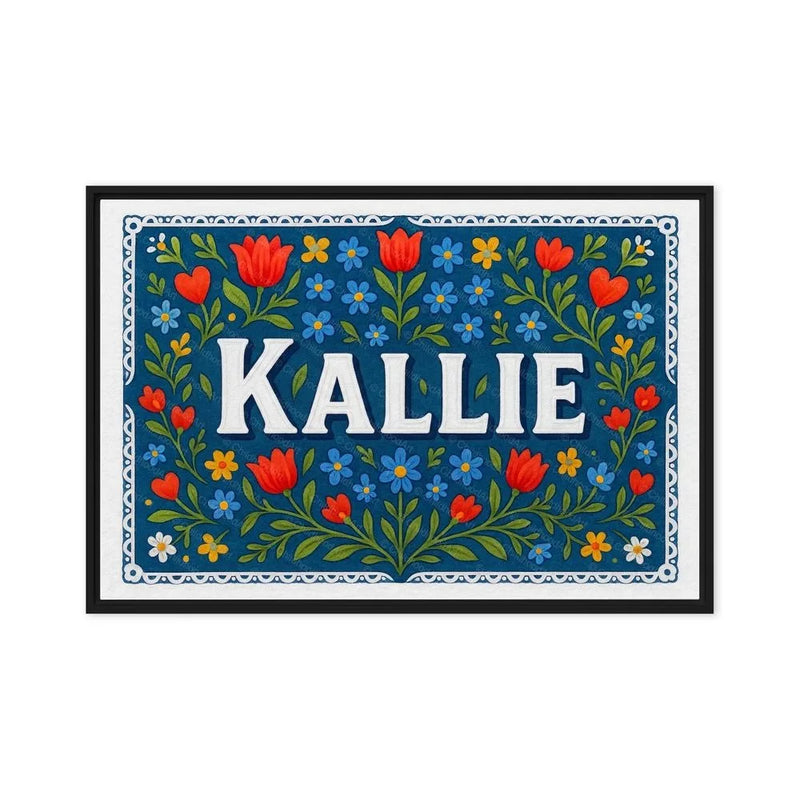 Kallie Name Art - Floral Farmhouse personalized wall print for kids