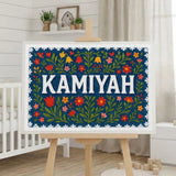 Kamiyah Name Art - Floral Farmhouse personalized wall print for kids