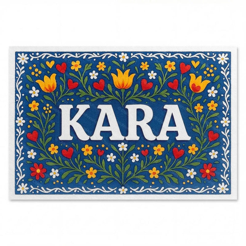 Kara Name Art - Floral Farmhouse personalized wall print for kids