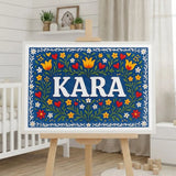 Kara Name Art - Floral Farmhouse personalized wall print for kids