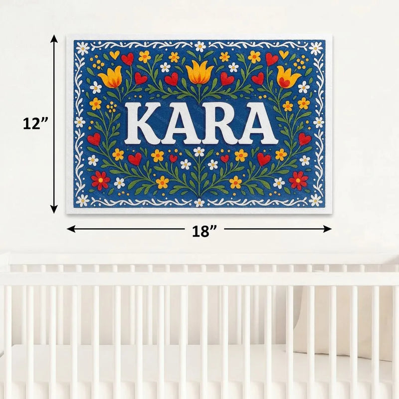 Kara Name Art - Floral Farmhouse personalized wall print for kids
