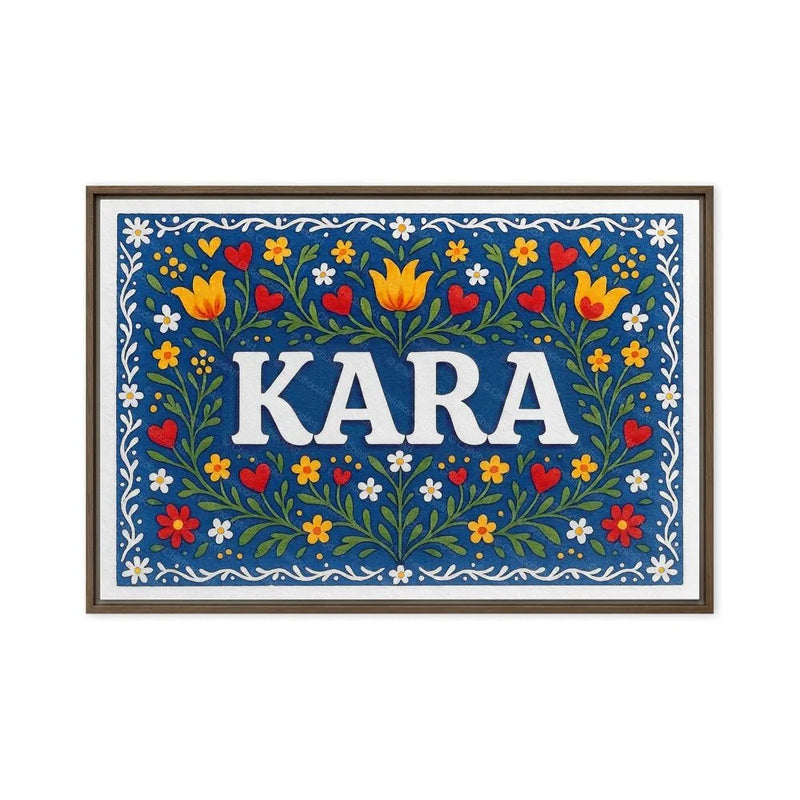 Kara Name Art - Floral Farmhouse personalized wall print for kids