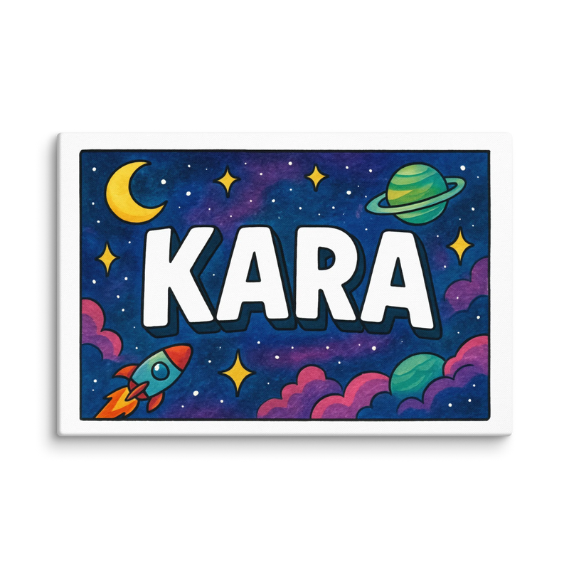 Kara Name Art - Space Explorers personalized wall print for kids