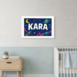 Kara Name Art - Space Explorers personalized wall print for kids