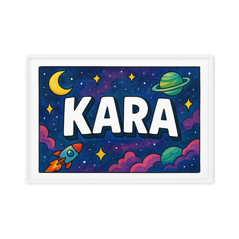 Kara Name Art - Space Explorers personalized wall print for kids