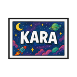 Kara Name Art - Space Explorers personalized wall print for kids