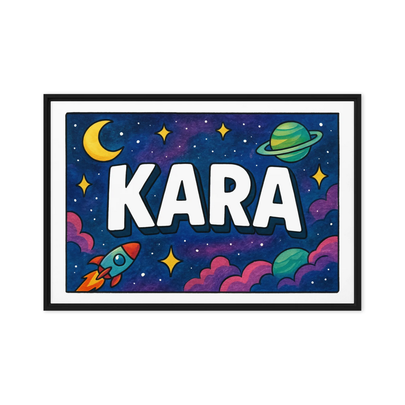 Kara Name Art - Space Explorers personalized wall print for kids