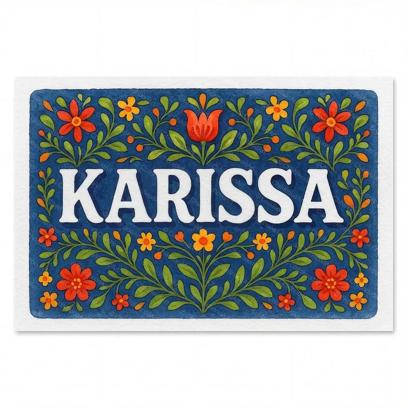 Karissa Name Art - Floral Farmhouse personalized wall print for kids