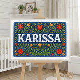 Karissa Name Art - Floral Farmhouse personalized wall print for kids