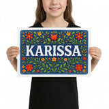 Karissa Name Art - Floral Farmhouse personalized wall print for kids