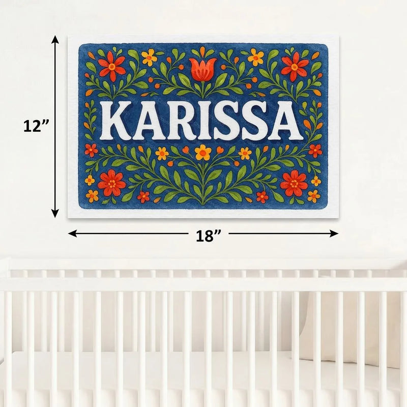Karissa Name Art - Floral Farmhouse personalized wall print for kids