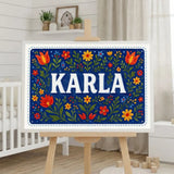 Karla Name Art - Floral Farmhouse personalized wall print for kids