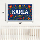 Karla Name Art - Floral Farmhouse personalized wall print for kids