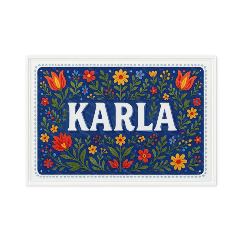 Karla Name Art - Floral Farmhouse personalized wall print for kids
