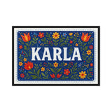 Karla Name Art - Floral Farmhouse personalized wall print for kids
