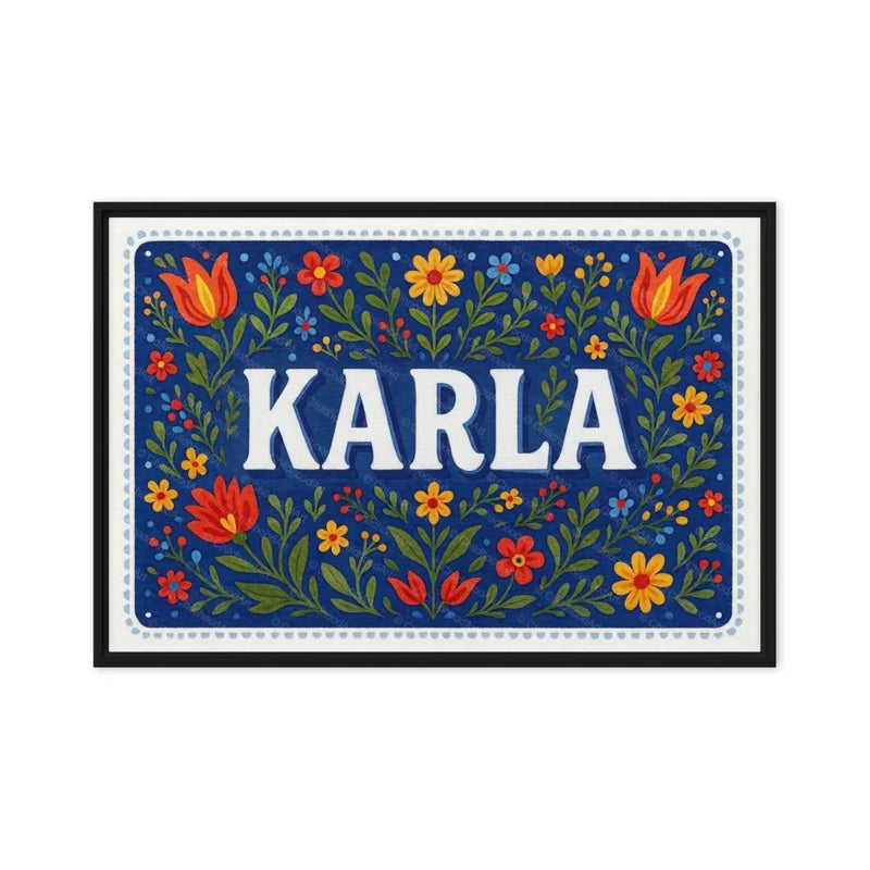 Karla Name Art - Floral Farmhouse personalized wall print for kids