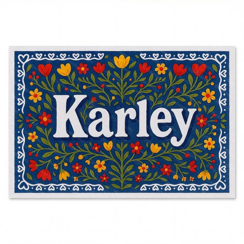 Karley Name Art - Floral Farmhouse personalized wall print for kids