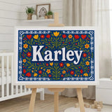 Karley Name Art - Floral Farmhouse personalized wall print for kids