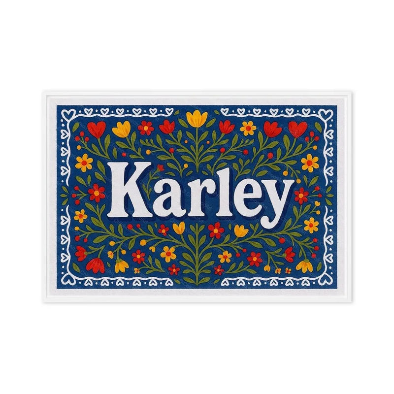 Karley Name Art - Floral Farmhouse personalized wall print for kids