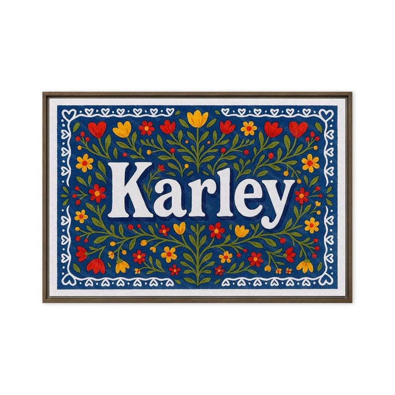 Karley Name Art - Floral Farmhouse personalized wall print for kids