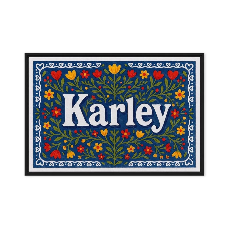 Karley Name Art - Floral Farmhouse personalized wall print for kids