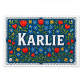 Karlie Name Art - Floral Farmhouse personalized wall print for kids