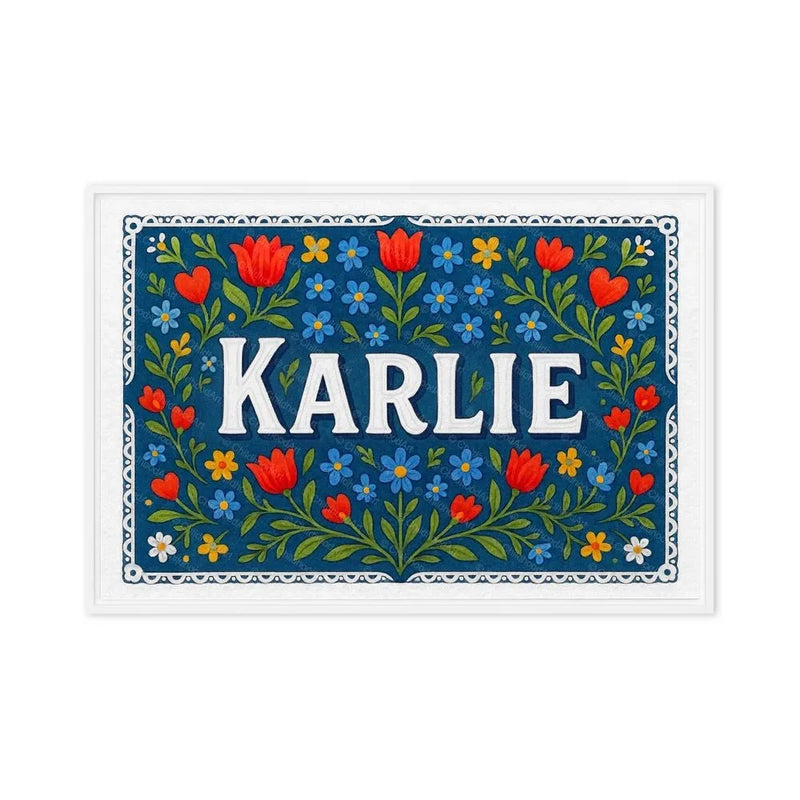 Karlie Name Art - Floral Farmhouse personalized wall print for kids